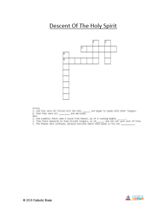 Descent of the Holy Spirit - Crossword