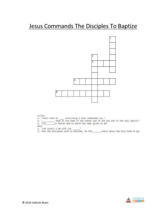 Jesus Commands the Disciples to Baptize - Crossword