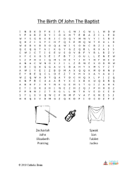 The Birth of John the Baptist - Word Search