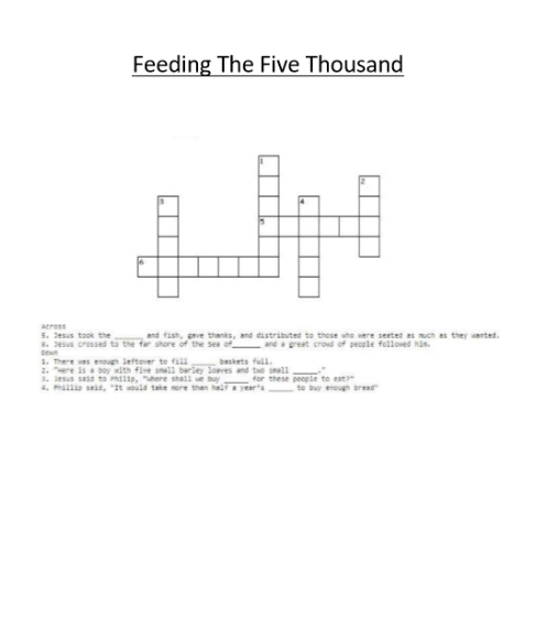 Feeding the Five Thousand - Crossword