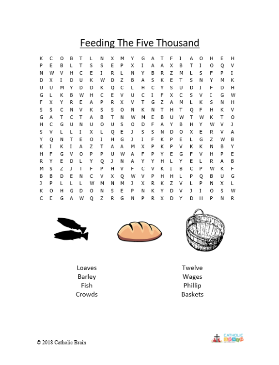 Feeding the Five Thousand - Word Search - CatholicBrain.com