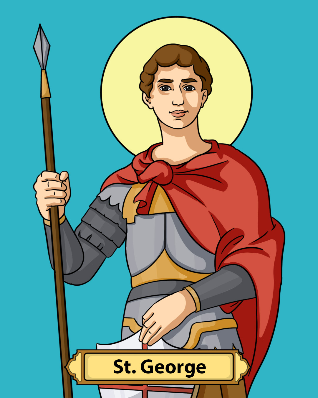 St. George Splatter Graphics Saint George, Feast Day April 23 - CatholicBrain.com